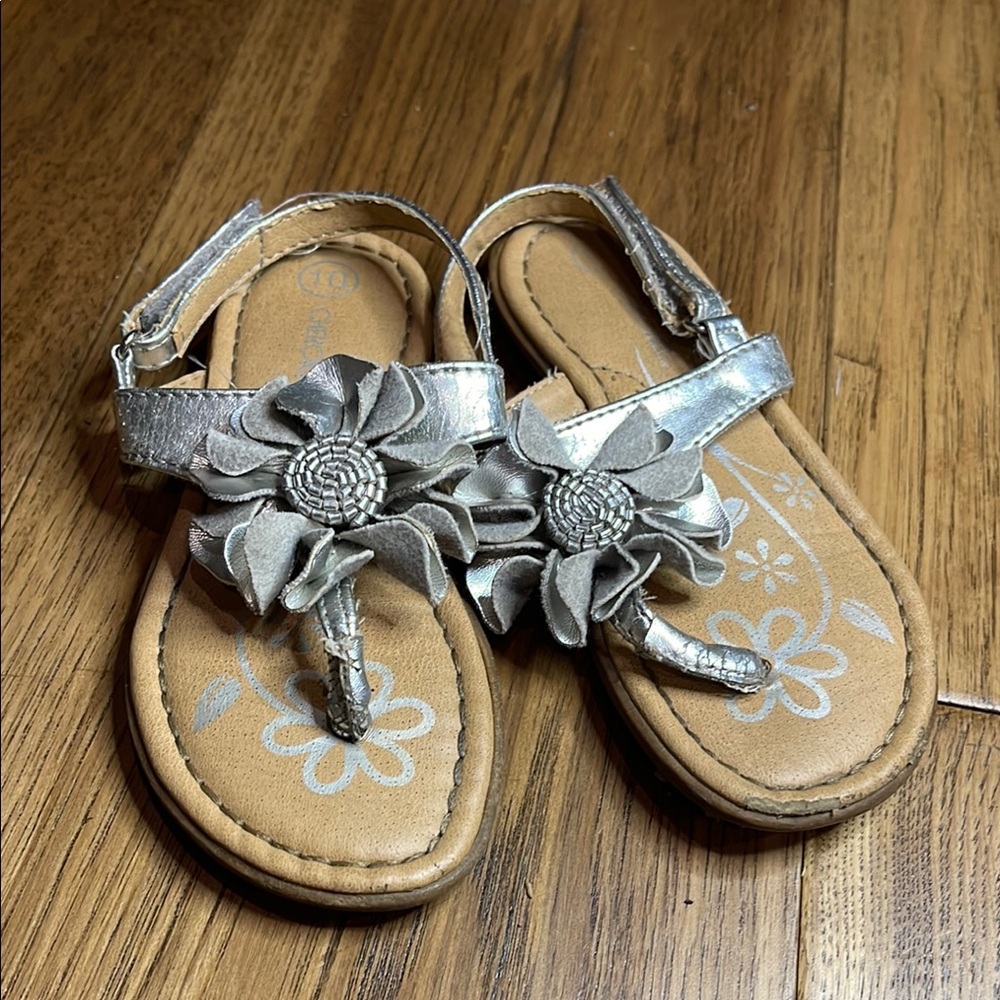 Silver Flower Kids Sandals